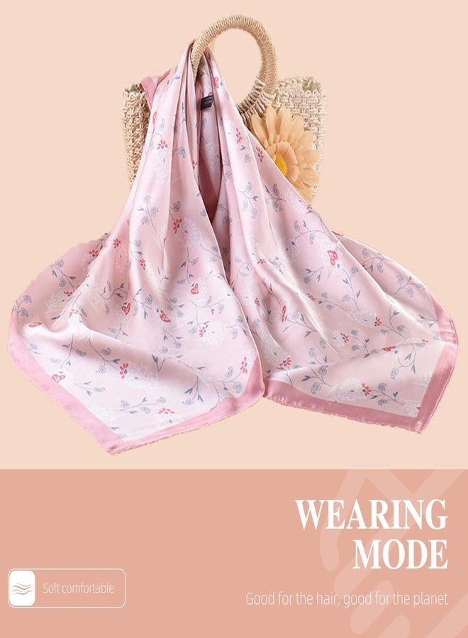EIysee Head Scarf for Women Like Silk Scarf Hair Scarf Printed Square Scarf Bandanas for Sleeping 27 Inches (Small Floral-Pink) - Image 3